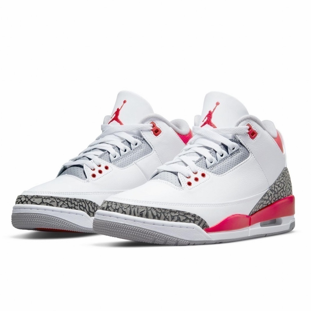 (NWT) NIKE Air Jordan 3 'Fire Red' in White/Red/Grey